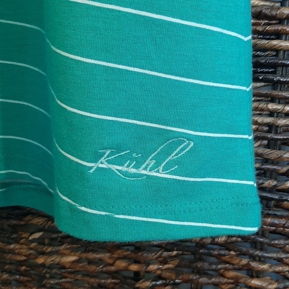 Kuhl Large Kyra Striped Jersey Knit Mini Dress Aqua Green Tank Athleisure - Picture 3 of 6